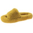 thumbnail image 1 of Woman House Sandals Fuzzy Non-skid Thick Open Toe Slides Cross Band Slippers, 1 of 10