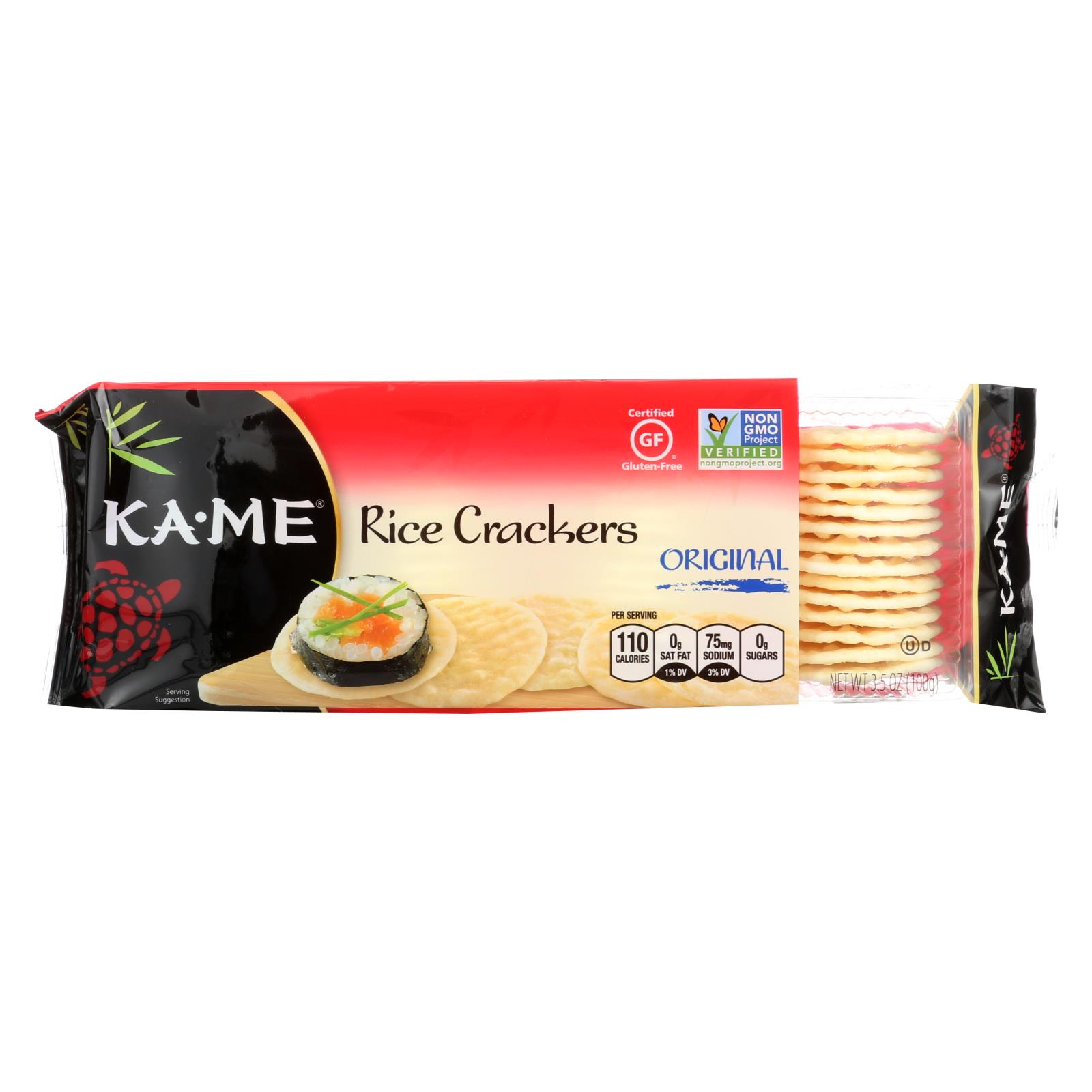 KAME Rice Crackers Gluten Free Original 3.5 oz Pack of 2