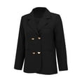 thumbnail image 5 of Breezora Women's Lapel Button Front Long Sleeve Work Coat Casual Professional Style With Pockets L Size Black, 5 of 9