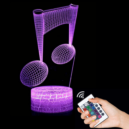 

JUSTUP Night Light 3D Visualization 7 Colors + 16 Colors Change Optical Illusion Led Touch Sensor Lamp Remote Control Atmosphere Lamp for Home Décor --- Music B