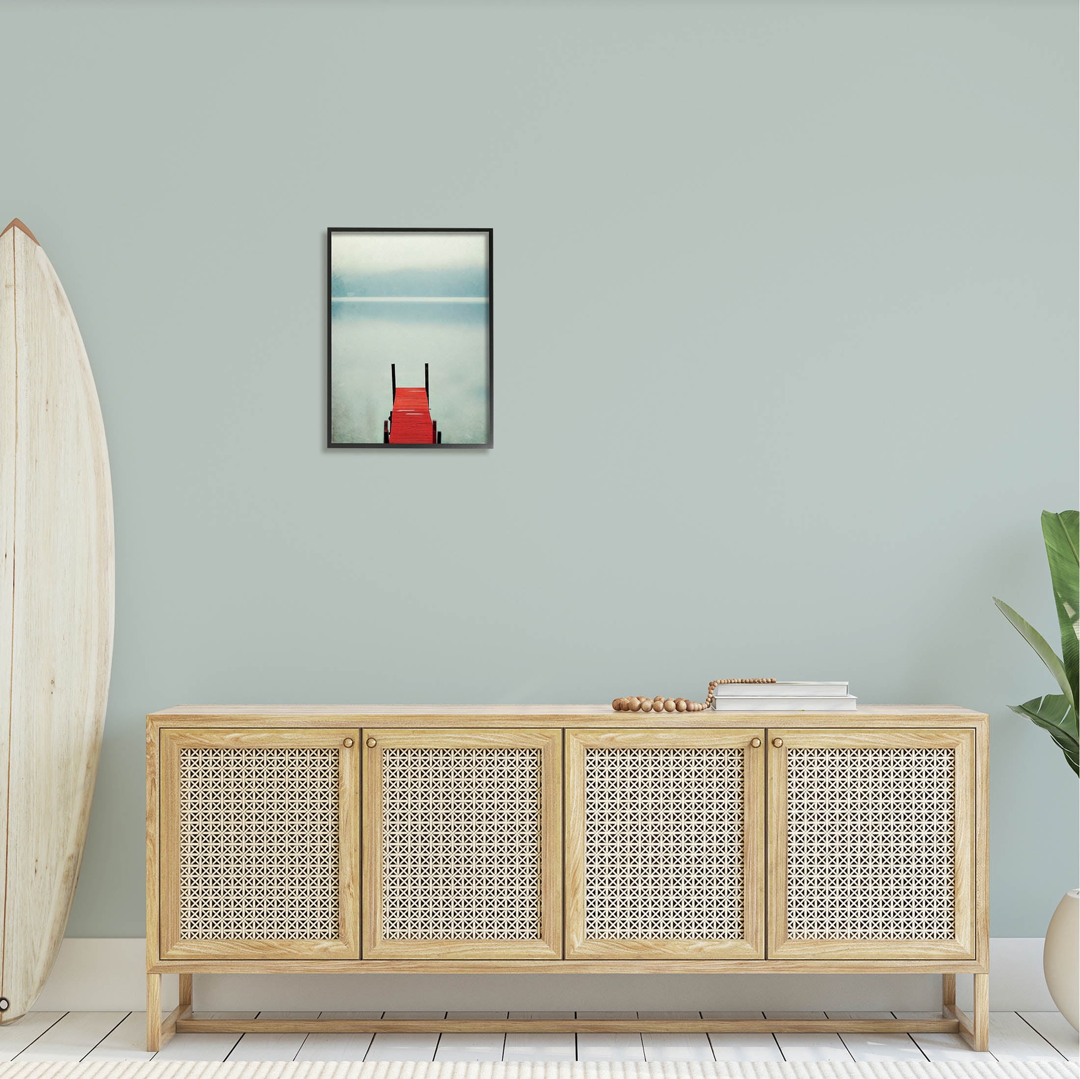 Stupell Industries Misty Red Dock Scene Photograph Black Framed Art Print Wall Art, Design by Carrie Ann Grippo-Pike
