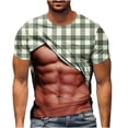 thumbnail image 2 of Jinhomg Mens Funny Party Tops Novelty Funny 3D Muscle Plaid Print T-Shirts Big and Tall Comfy Short Sleeve Crew Neck Tees 2025 Fashion Tops Spring Saving White XXXL, 2 of 5
