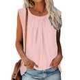 thumbnail image 4 of Loose Tank Tops for Women Bamboo Linen Camisole Pleated Tunic Vest Shirt Sleeveless Summer Camis, 4 of 6