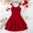 thumbnail image 2 of XEGLSBU Girls Dresses Size 14-16 Winter Kids Stylish Summer Girls Dress with Waist Design Sleeveless Spaghetti Strap Casual Outfit for Teen Red Size 7-8 Years, 2 of 9