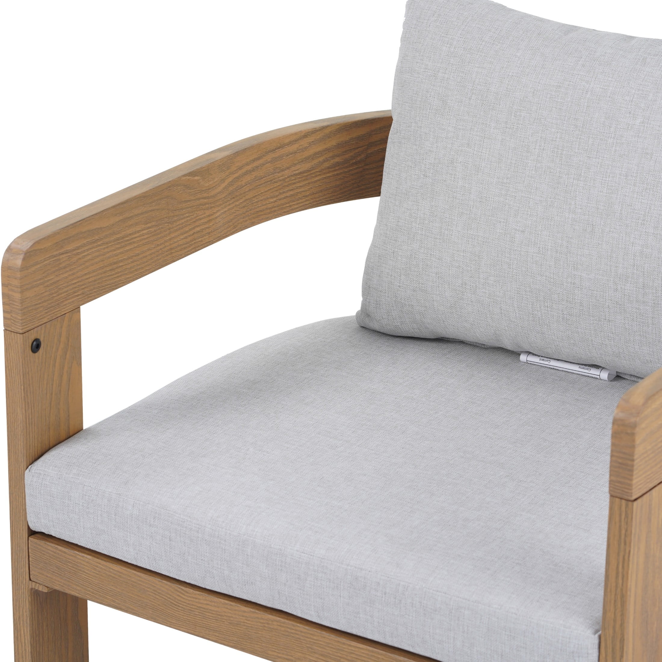 Calistae Outdoor Patio Dining Chairs, Aluminum, Teak + Light Grey, Set of 2