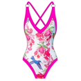 thumbnail image 1 of Women's One-piece Bikini, Shoulder Straps Small Circle Decoration Retro Back Cross Backless Tight Swimsuit, Pink (L), 1 of 5