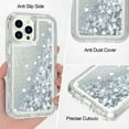 thumbnail image 5 of TASHHAR iPhone 14 Plus Case with Privacy Screen Protector 3 in 1 Anti Scratch Clear Bling Glitter Shockproof Durable Moving Shiny Quicksand Liquid Case for iPhone 14 Plus 6.7 inch 2022 Phone Silver, 5 of 9