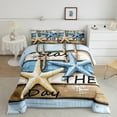 thumbnail image 2 of Erosebridal Coastal Starfish Bedding King Comforter Set, Tropical Beach Duvet Insert, Reversible 3-Piece, 2 of 7
