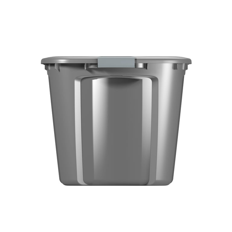 Bella Storage Solution 32 Gallon Locking Lid Gray Plastic Storage Tote and Lid with Silver Latches Set of 4 Walmart