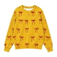 thumbnail image 3 of Christmas Kids Sweater Girls Crewneck Sweatshirt Long Sleeve Pullover Knit Tops,Relaxed Warm For Festival School Wear,Yellow,7-8 Years, 3 of 6