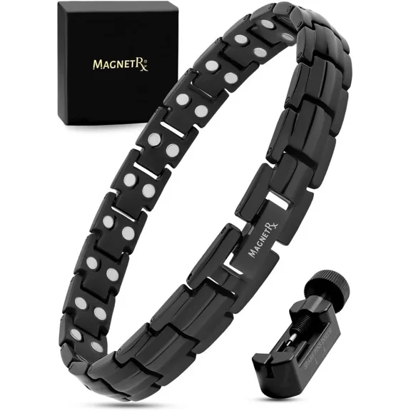 MagnetRX Women's Ultra Strength Magnetic Bracelet – Effective Titanium Magnetic Bracelets for Women – Adjustable Length with Sizing Tool for Perfect Fit (Black)