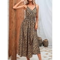 thumbnail image 6 of Women'S Summer Midi Boho Dresses Casual Floral Spaghetti Straps Lace Up Dress Flowy Aline Beach Sundress Yellow M, 6 of 9
