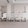 thumbnail image 3 of Set of 4 Dining Chairs, Modern Chair with PU Faux Leather Upholstered, High Backrest, C-shaped Metal Leg Supports, Office Chair for Dining Room, Club, Patio, White/Black, 3 of 9
