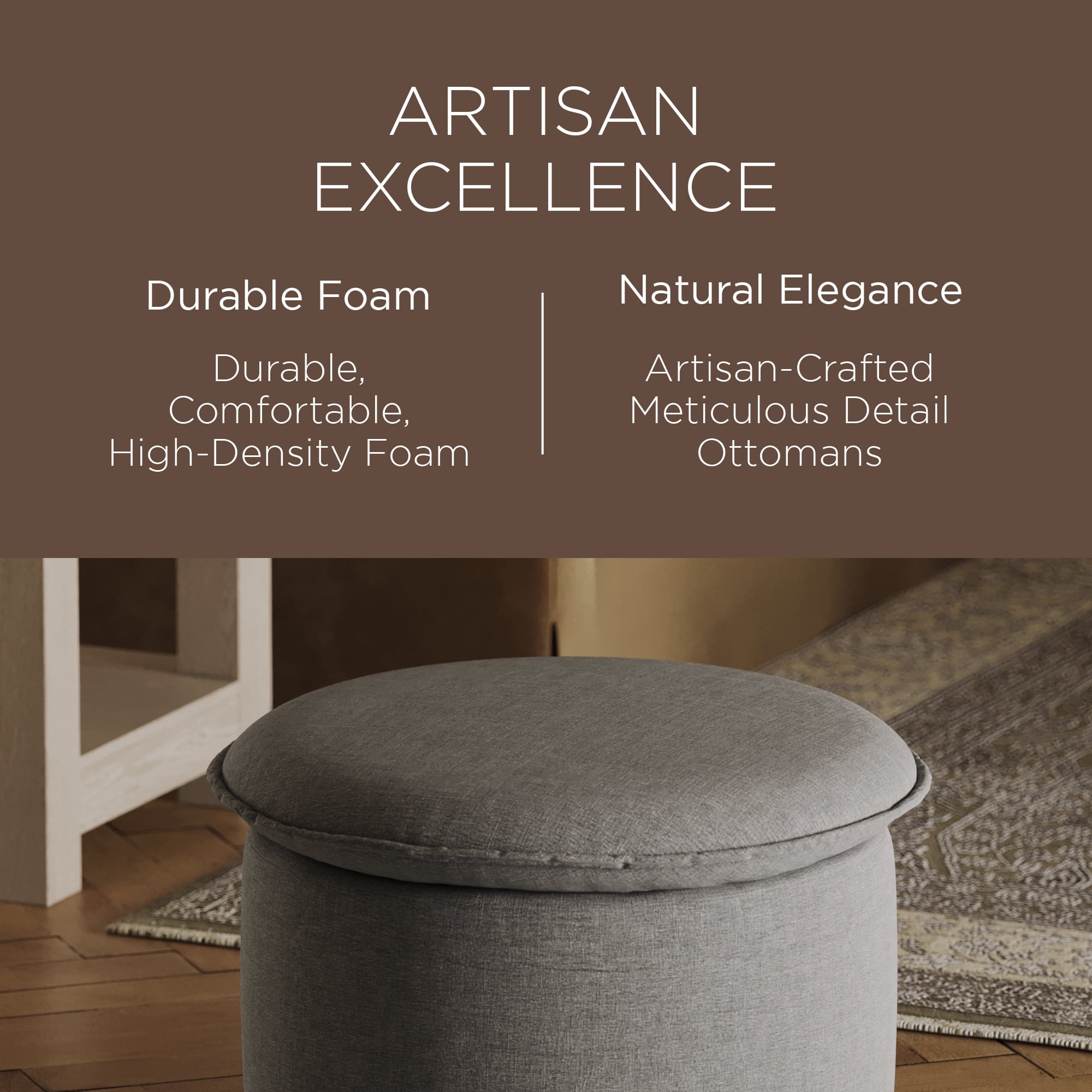 Maven Lane Lyra Contemporary Ottoman in Slate Fabric Upholstery