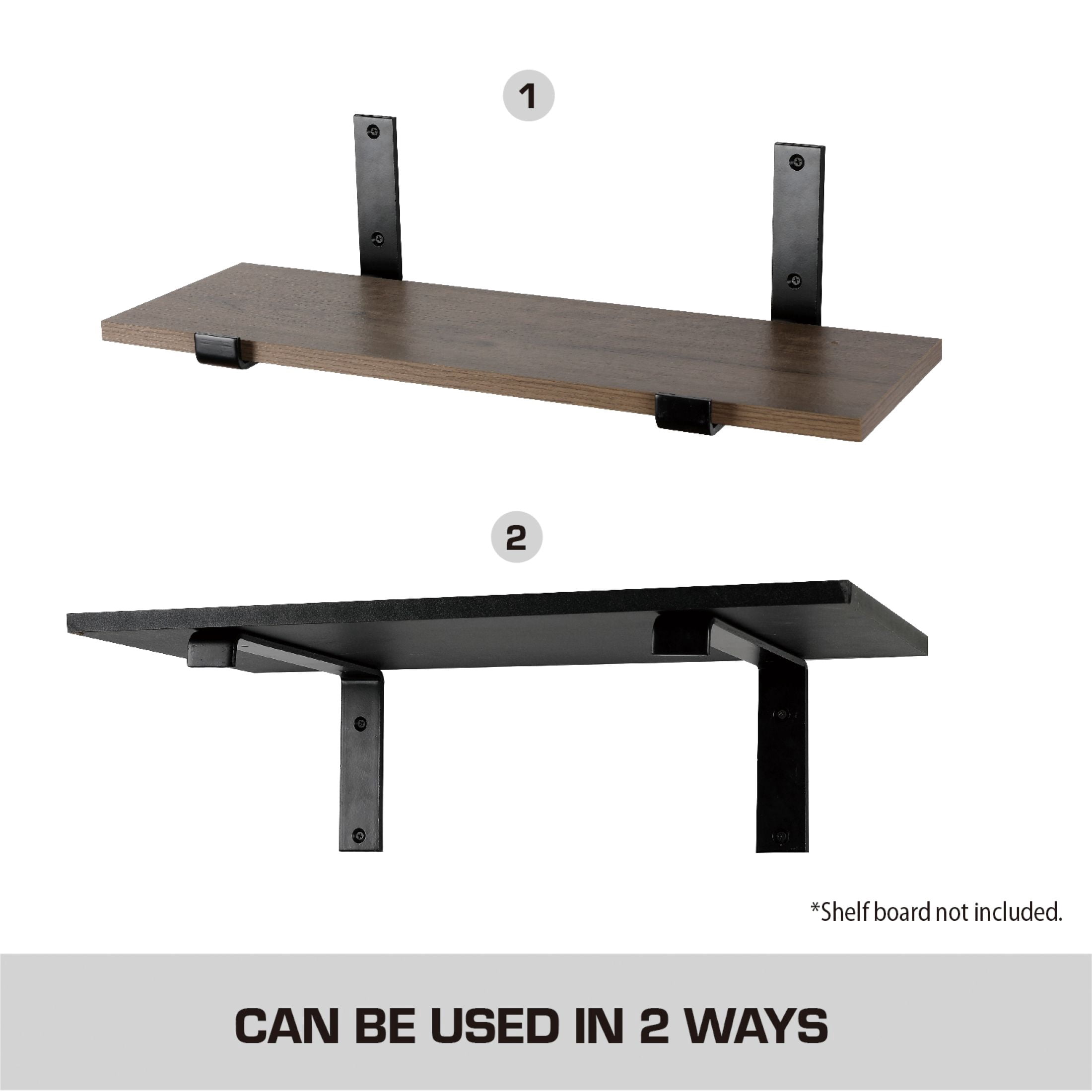 Hyper Tough L-Shape Shelf Bracket, Black, 2-Pack