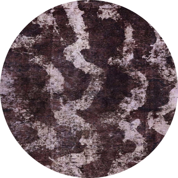 Ahgly Company Machine Washable Indoor Round Abstract Rose Dust Purple Area Rugs, 5' Round