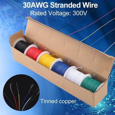 LotFancy 30AWG Stranded Wire, 6 Colors 30 feet9 m Each Electrical Wire, UL Listed