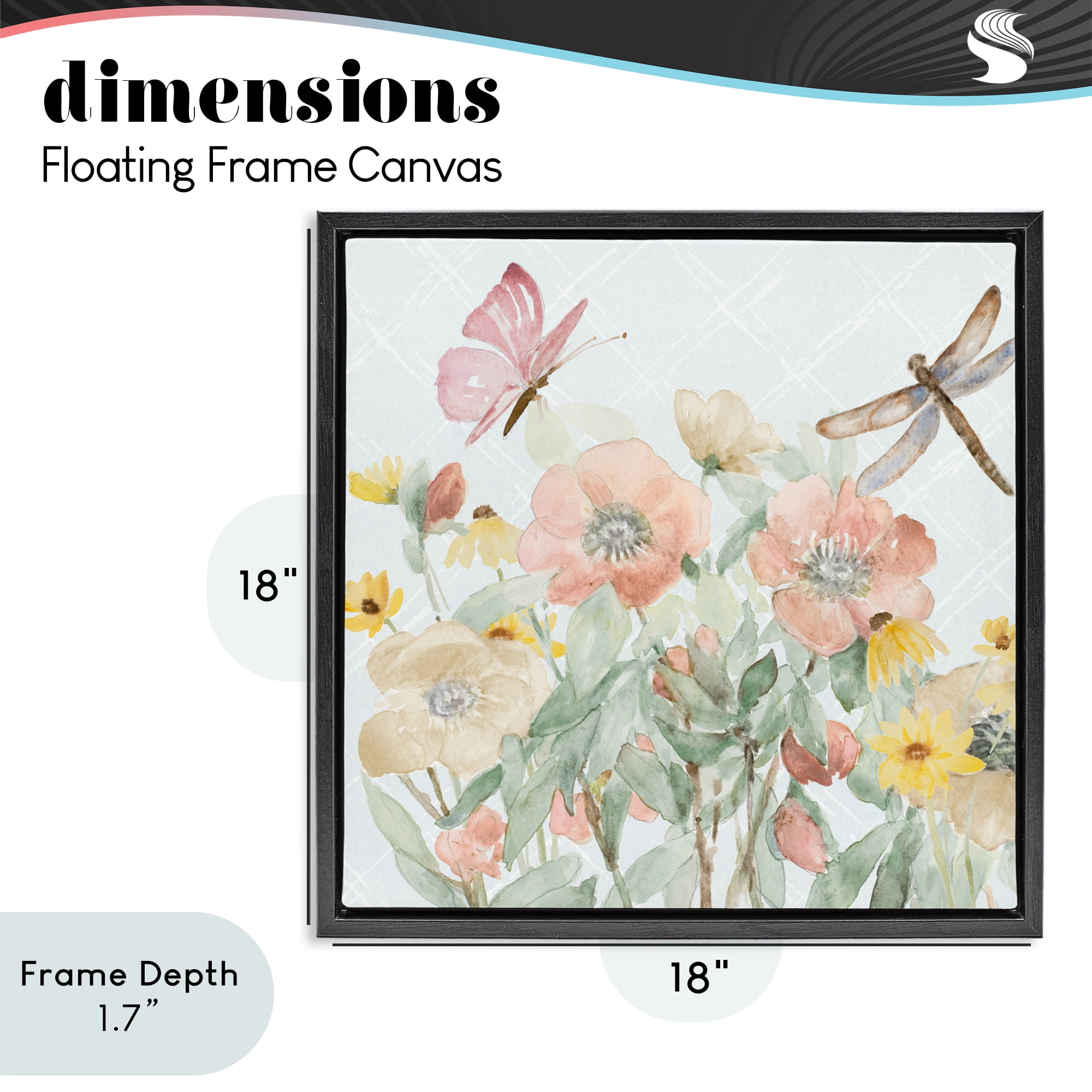 Stupell Industries Garden Joy with Insects Black Framed Floater Canvas Wall Art, design by Lanie Loreth