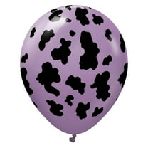 12 inch Kalisan Safari Cow - Lilac W/ Black Ink Latex Balloons (25 Pack) - Party Supplies Decorations