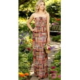 thumbnail image 4 of HAPPY BAY Women's Summer Boho A-Line Slit Maxi Beach Dress Smocked Top Evening Long Strapless Tube Dresses for Women L-XL Checks, Varicolor, 4 of 5