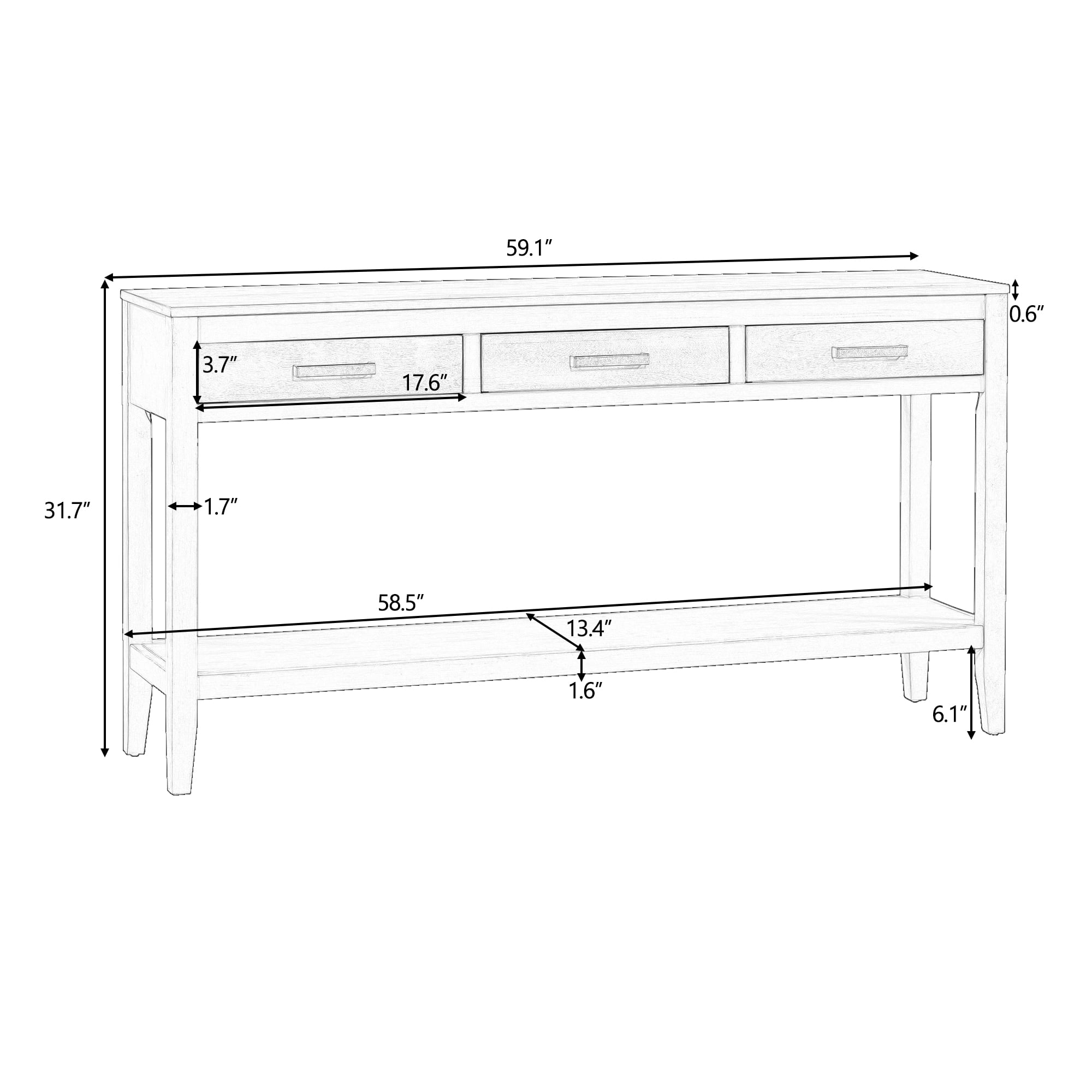 Harper & Bright Designs Rustic Console Table with Drawer, Contemporary Long Sofa Table Entryway Table with Shelf, Entrance Table for Entryway Hallway Living Room, Black