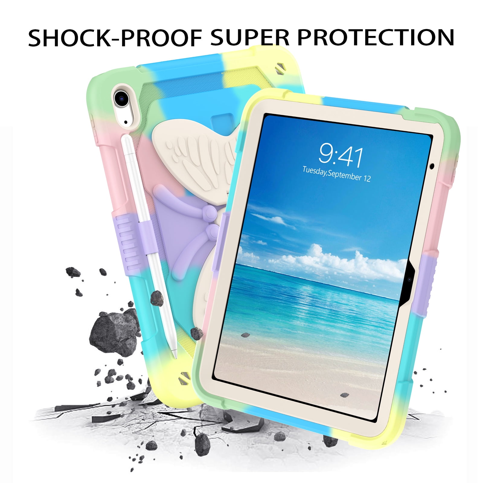 iPad 10th Generation Case Fit for 10.9 Inch 2022, BENTOBEN iPad Case with Pencil Holder 2 in 1 Heavy Duty Rugged Shockproof Wings Kickstand Protective Tablet Cover, Best Gift for Kids Girls Women