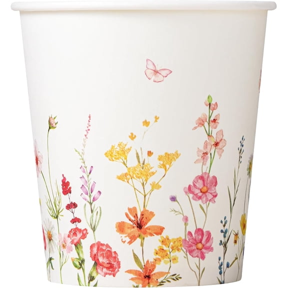 Paper Bathroom Cups, Disposable, Elegant Design Floral, Mouthwash Cup, Suit Hot/Cold Beverage Coffee, Dessert for Parties, Home-use, Picnics, Ceremonies