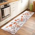 thumbnail image 2 of 2'x6' Rug Runners for Hallways Kitchen, Orange Spring Floral Non Slip Entryway Beside Floor Carpet Runner, Watercolor Summer Botanical Washable Laundry Room Bedroom Throw Rugs Mat for Family Pet, 2 of 8