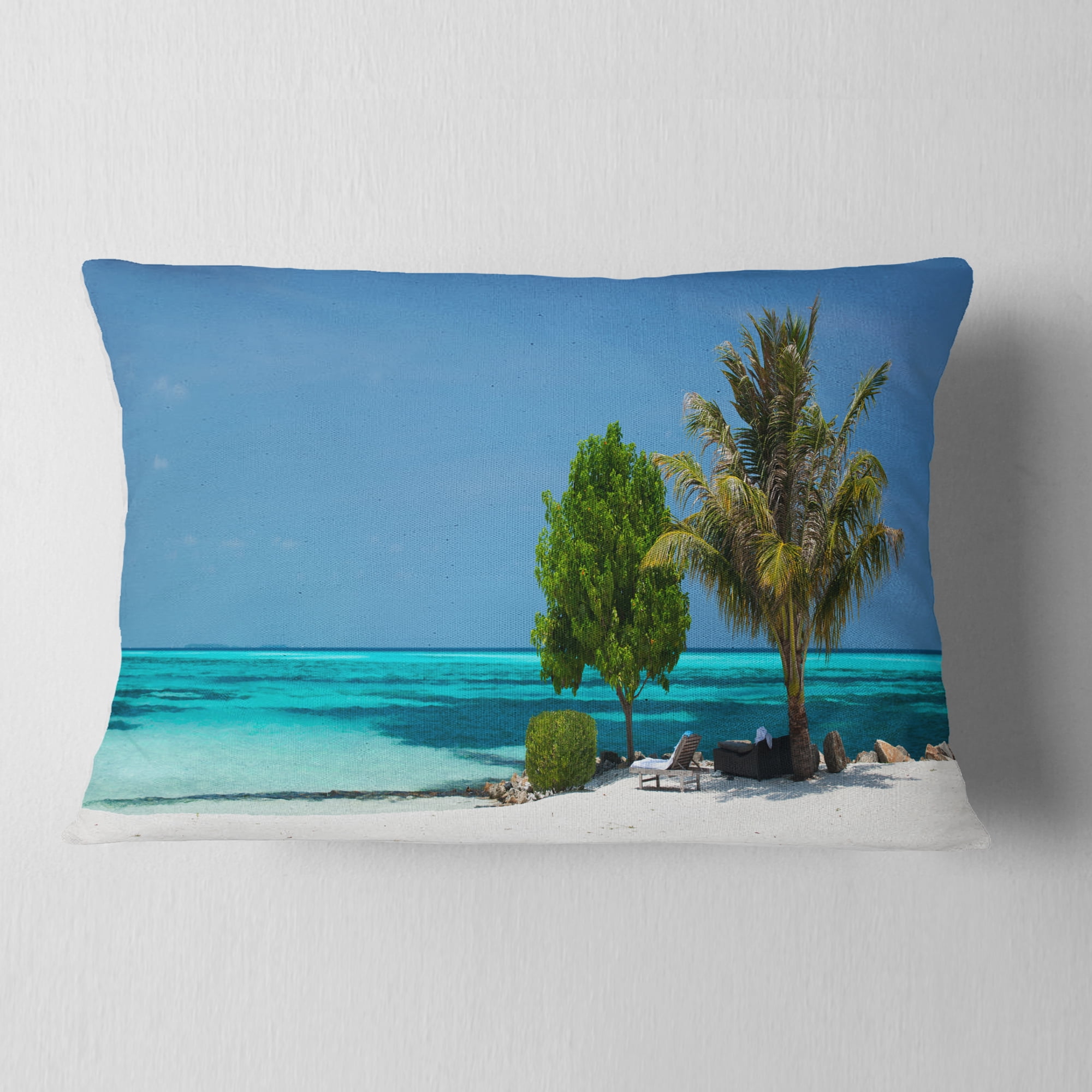 Designart 12" x 20" Blue Polyester Throw Pillow