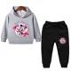 thumbnail image 3 of Conjunto de 2 piezas de ropa de Disney para niñas, primavera y otoño, con estampado de Minnie, sudaderas con capucha y pantalones deportivos para niñas pequeñas, 3 of 5