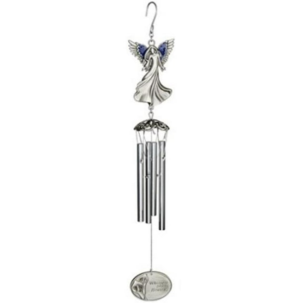 Carson Home Accents 14890X 17 in. Wind Chime Comfort Angel Pewter
