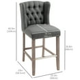 thumbnail image 3 of HOMCOM Bar Stools Set of 2, Upholstery Padded Chairs Wood Legs, 3 of 10