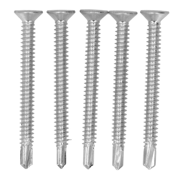 50 tornillos autorroscantes de acero al carbono galvanizados con punta de cruz de 4,8 x 50 mm para reparación de cabeza plana