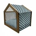 thumbnail image 2 of Geometric Pet House, Surreal Ornamental Leaf Pattern with Soft Colors Modern Expressionist Art, Outdoor & Indoor Portable Dog Kennel with Pillow and Cover, 5 Sizes, Slate Blue Black, by Ambesonne, 2 of 5