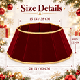 thumbnail image 2 of LOMYOLO Velvet Christmas Tree Collar 24 Inch Foldable Christmas Tree Skirt Stand Cover, Plush Xmas Tree Base Cover with Gold Trim, Christmas Tree Collar for Indoor Holiday Decorations - RED, 2 of 8
