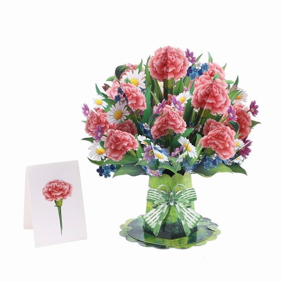 Carnation 3D Flower Greeting Card – Handmade Pop-Up Card with Envelope & Message Note