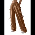 thumbnail image 1 of Pantalones Deportivos Holgados para Mujer, con Cintura Elástica, Informales, de Pierna y Bolsillos, Estilo Y2K Marrón S, 1 of 7