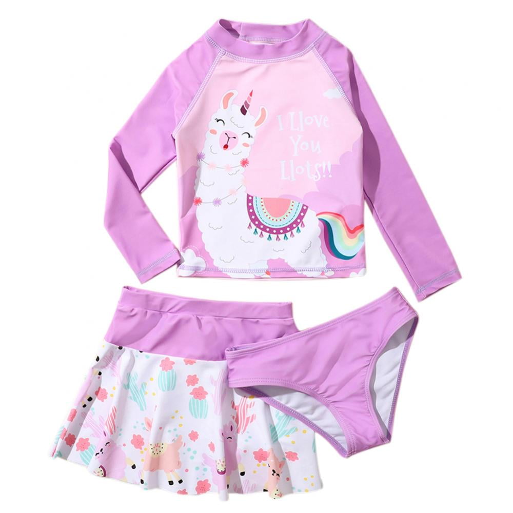 26Y Toddler Girls Rash Guards Swimsuit Long Sleeve Swim Shirts