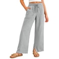 thumbnail image 2 of WhouRiu Girls Casual Flared Pants Fashion Solid Color Drawstring Waist Loose Trousers With Pockets Kids Comfortable Lightweight Daily Wear,13-14 Years, 2 of 8