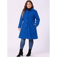 thumbnail image 3 of DARING DIVA Women's Plus Size Long Sleeve Utility Overcoat 1X Royal Blue, 3 of 6