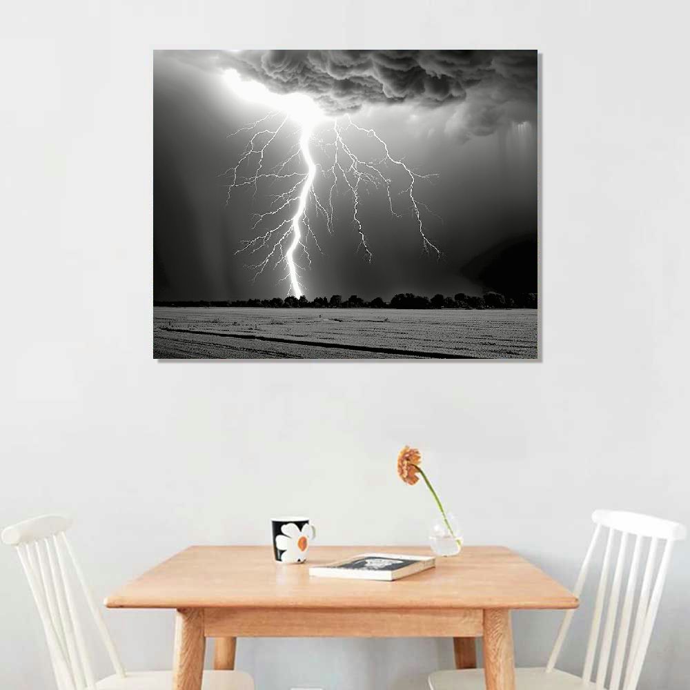 COMIO Black and White Wall Art Canvas Modern Wall Art Tornado with Lightning Pictures on Wall Art for Home Office Decorations Living Room Bedroom and Kitchen Decor Framed Canvas Prints