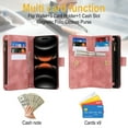 thumbnail image 6 of for iPhone 17 Pro Max Wallet Case with Card Holder for Women Men, Phone Case RFID Blocking PU Leather Flip Shockproof Cover with Shoulder + Wrist Strap Zipper Credit Card Slots Stand, Rosegold, 6 of 8