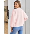 thumbnail image 3 of Womens Long Sleeve Sweater Casual Loose Knit Cardigan Multicolor Top Light Pink M, 3 of 5