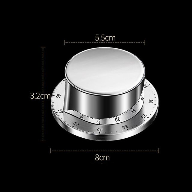 Temporizador de cocina mecánico de 1 pieza, temporizador magnético adsorbible, temporizador reutilizable de acero inoxidable a prueba de agua, cuenta regresiva de 60 minutos, adecuado para cocinar, Bo ShuxiuWang 8390614795457