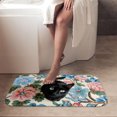 thumbnail image 4 of 1pc Black Cat on Floral Fabric Absorbent Non-Slip Bathroom Thickened Flannel Rug Decor,Soft,Quick Drying,Suitable For Indoor/outdoor Use,Bathrooms,Bedrooms,Kitchens,Terrace,Laundry Rooms,16"x24", 4 of 9