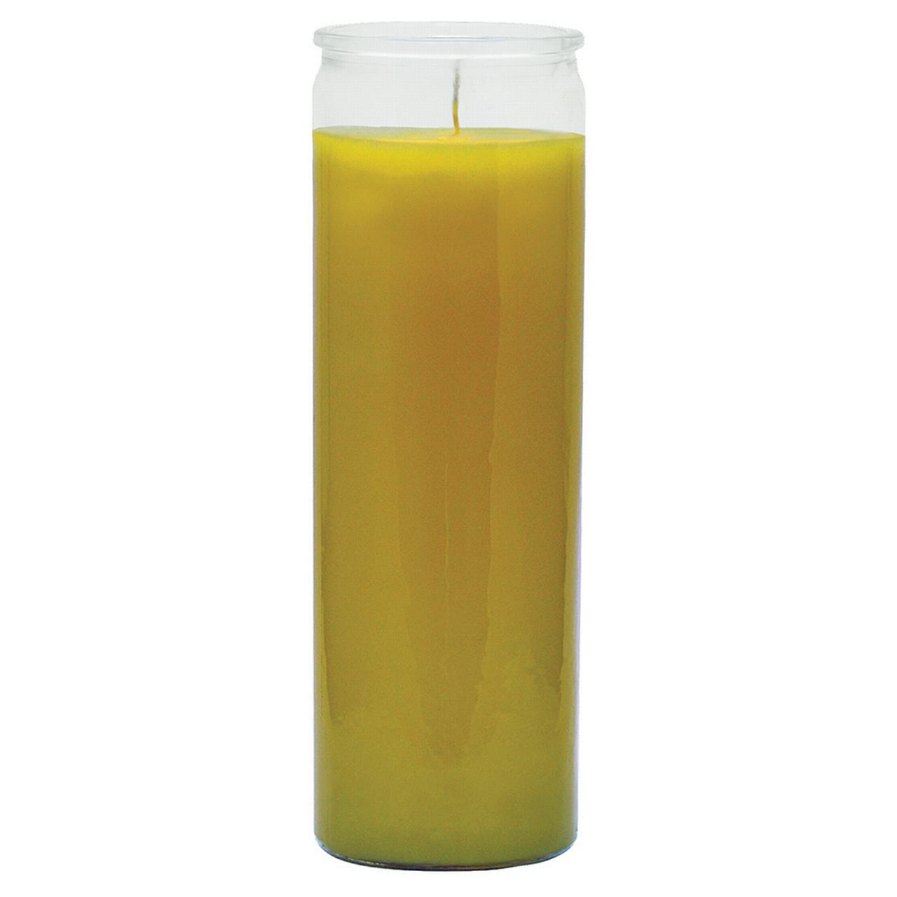 Indio 7 Day Glass Plain Color Glass Candles 8" Tall Yellow