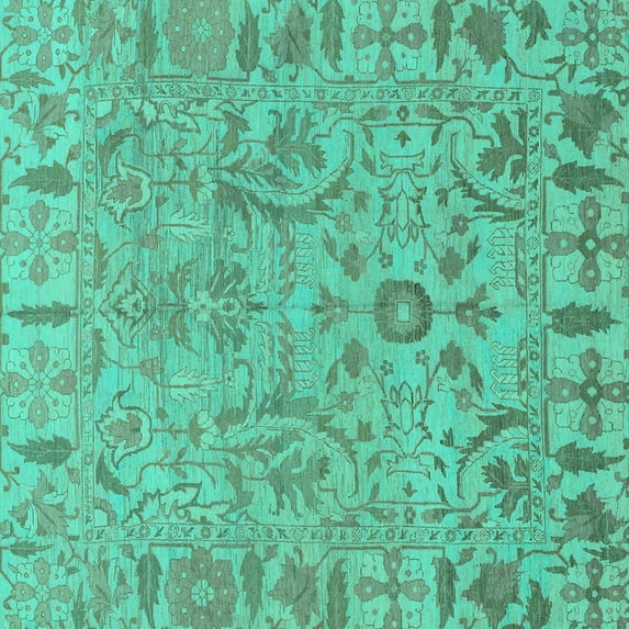 Ahgly Company Indoor Square Oriental Turquoise Blue Traditional Area Rugs, 3' Square