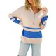 thumbnail image 3 of VISgogo Mujer Otoño Invierno Jersey de Punto Manga Larga Solapa Cremallera Patchwork Sudadera VISgogo moda, 3 of 9