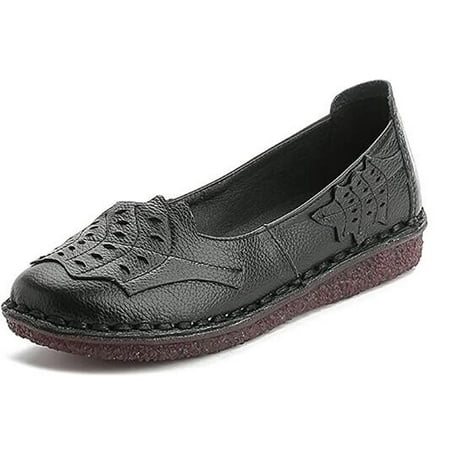 

Women s Round Toe Leaves Flat Shoes Vintage Driving Slip On Loafers Size 9