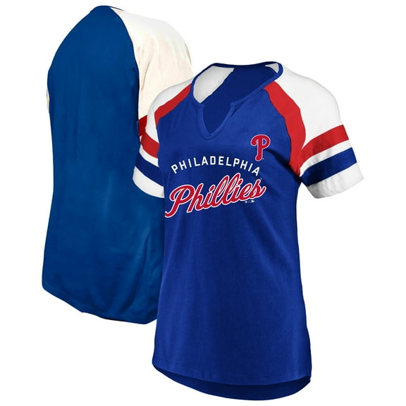 Women's Profile  Royal Philadelphia Phillies Arched Notch Neck T-Shirt